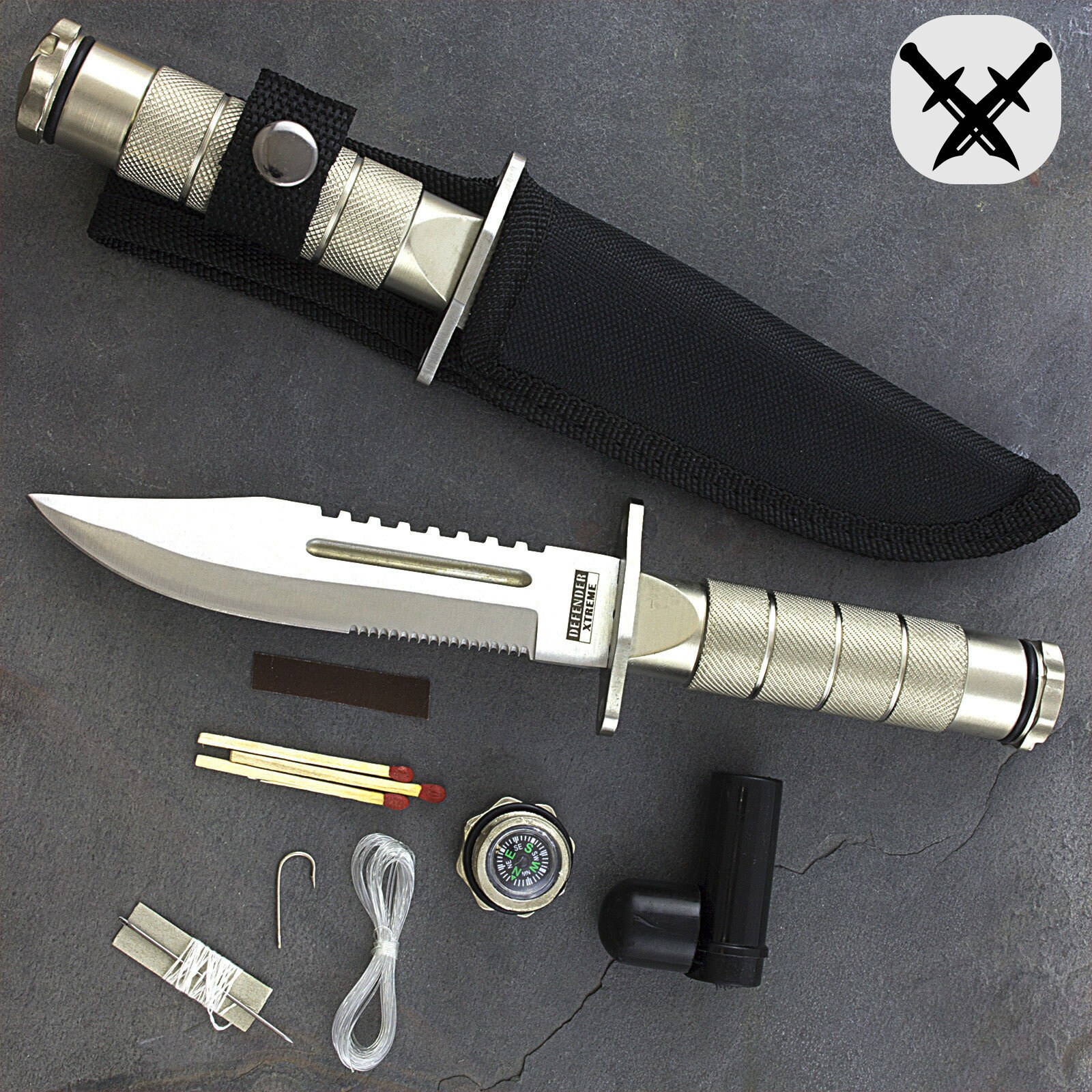 8.5 Survival Tactical Serrated Hunting Knife W/ Sheath Etsy