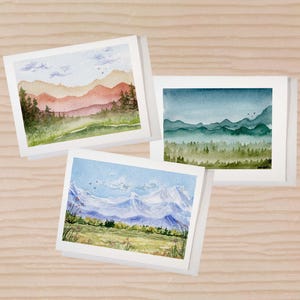 Watercolor Card Landscape Card Set Of 6, Notecard Set With Envelope, Scenery Blank Card, Nature Lover Card, Watercolor Greeting Card