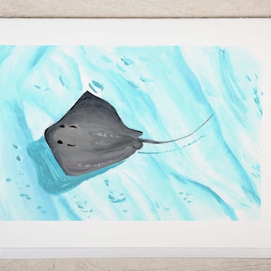 Juego de 6 tarjetas de mantarraya, tarjeta de felicitación en blanco, tarjeta para amantes de la naturaleza, arte de mantarraya, océano, amantes de las mantarrayas, agua, náutica, arte oceánico, mantarraya