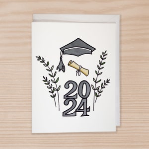 Abschlusskarten, Grußkarte, 6er Set, Abitur 2024, Grußkarten mit Umschlägen, Abitur, College-Abschluss, Aquarell-Abschluss, Abitur