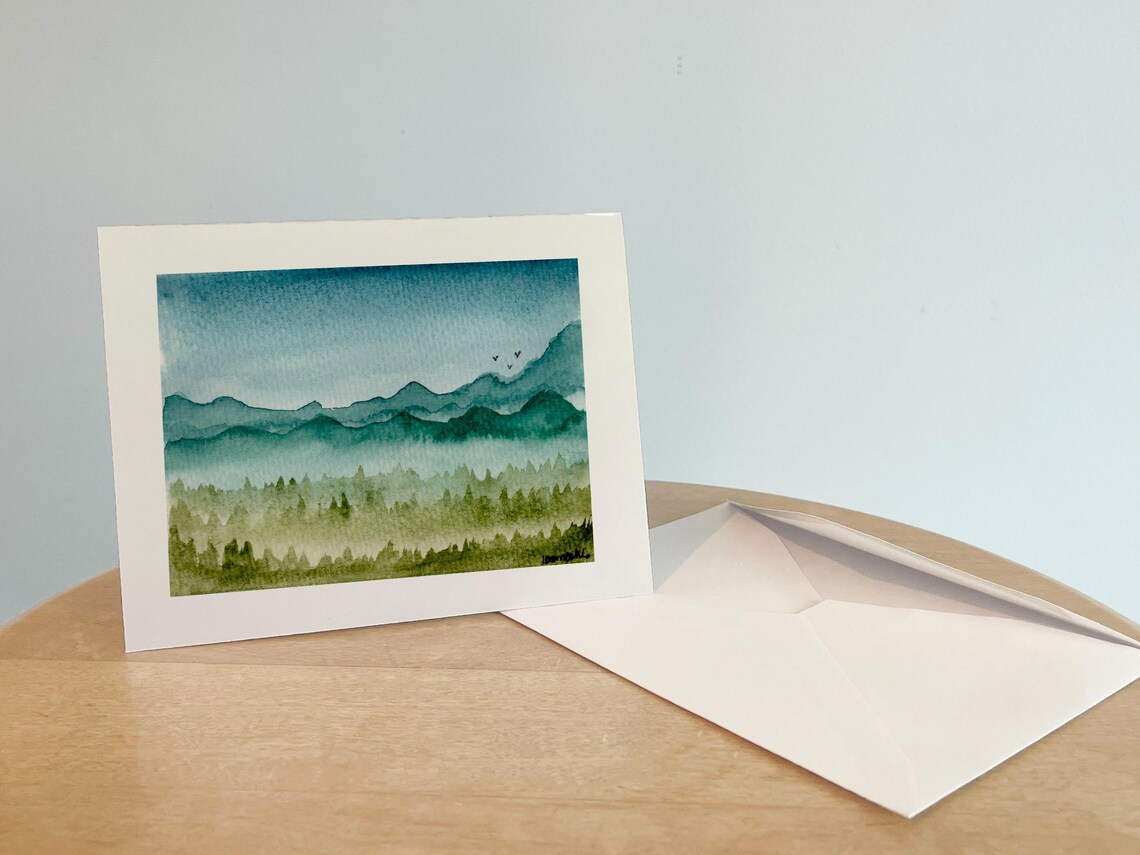 Watercolor Card Landscape Card Set of 6, Notecard Set With Envelope ...