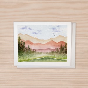 Watercolor Card Landscape Card Set Of 6, Notecard Set With Envelope, Scenery Blank Card, Nature Lover Card, Watercolor Greeting Card