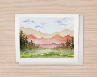 Watercolor Card Landscape Card Set Of 6, Notecard Set With Envelope, Scenery Blank Card, Nature Lover Card, Watercolor Landscape Set