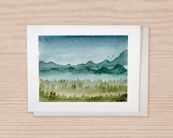 Watercolor Card Landscape Card Set Of 6, Notecard Set With Envelope, Scenery Blank Card, Nature Lover Card, Watercolor Greeting Card