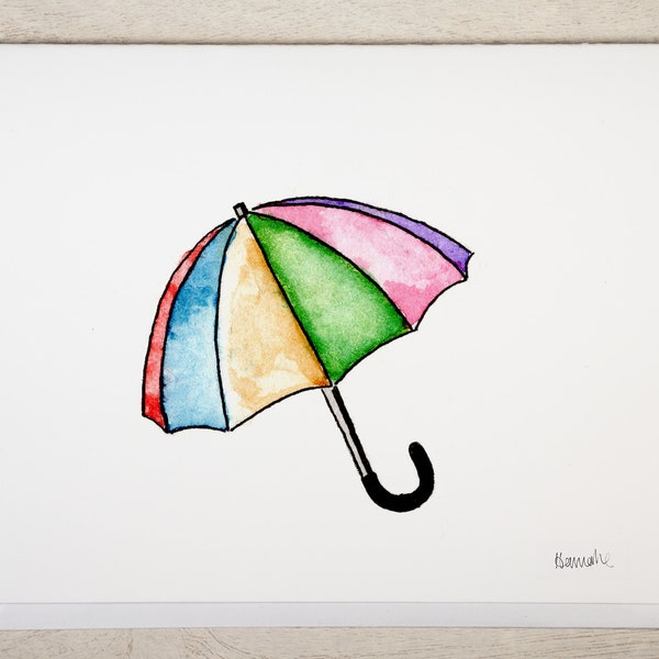 Umbrella Card Set Of 6, Notecard Set With Envelope, Rainy Day Card, Rainbow Umbrella Card, Weather Card, Spring Card, Grief Card, Friendship