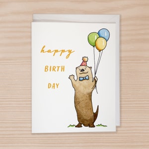 Cartão de feliz aniversário, cartão de lontra, papelaria de aniversário, cartão com envelope, cartão exclusivo para ela, cartão para ele, cartão de amante da natureza, aniversário