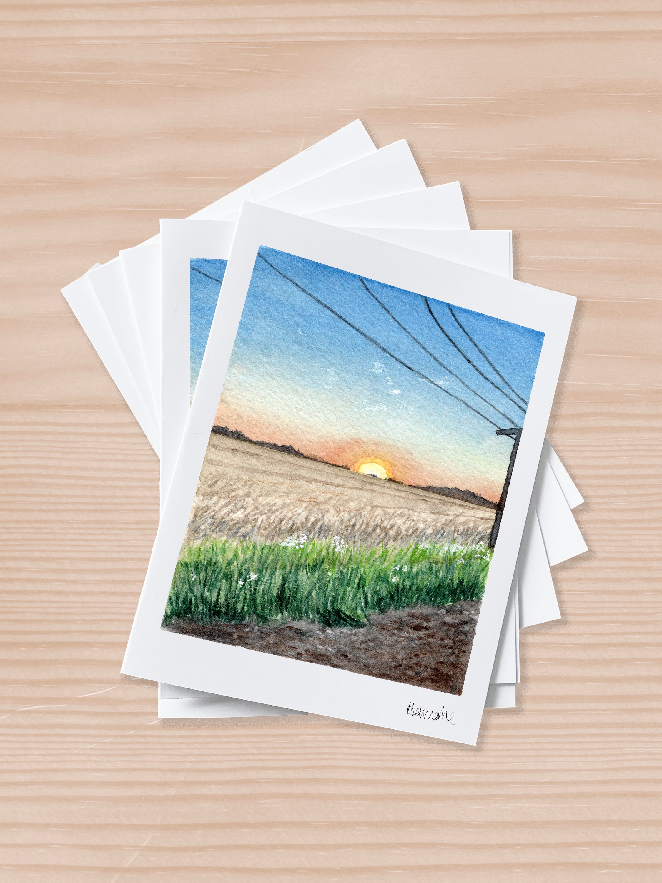 Watercolor Sunset Notecard Set of 6, Notecards With Envelopes ...