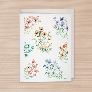 Lot de 6 cartes de correspondance de bouquets de fleurs, cartes de correspondance de fleurs avec enveloppes, motif aquarelle de fleurs, fleurs, cartes botaniques, amoureux des fleurs