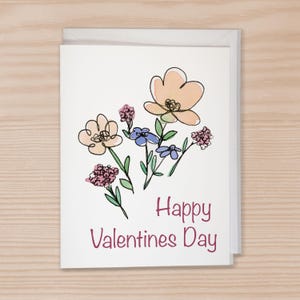 Happy Valentine's Day, Gender Neutral, süße Valentinstag Karte, Karte mit Umschlägen, Grußkarte, Handgemalter Druck, Blumen Karte, Romantisch