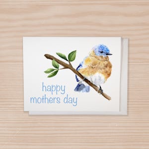 Tarjeta del Día de la Madre, Tarjeta de Aves, Papelería de Acuarela, Tarjeta con Sobre, Tarjeta Única para Madres, Tarjeta para Amantes de la Naturaleza, Tarjeta para Madres Bonitas
