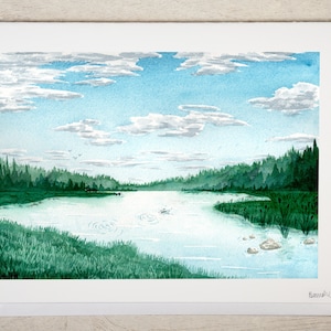 Ensemble de 6 cartes aquarelle paysage, carte pour correspondance avec enveloppe, carte blanche paysage, carte amoureux de la nature, carte aquarelle arbres vierge