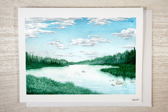 Watercolor Landscape Card Set of 6 Notecard Set With - Etsy