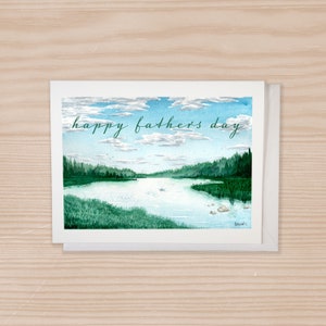 Cartão de Dia dos Pais, Cartão com Envelope, Presente para Ele, Cartão com Paisagem em Branco, Cartão para Amante da Natureza, Cartão Exclusivo para Pais, Pesca