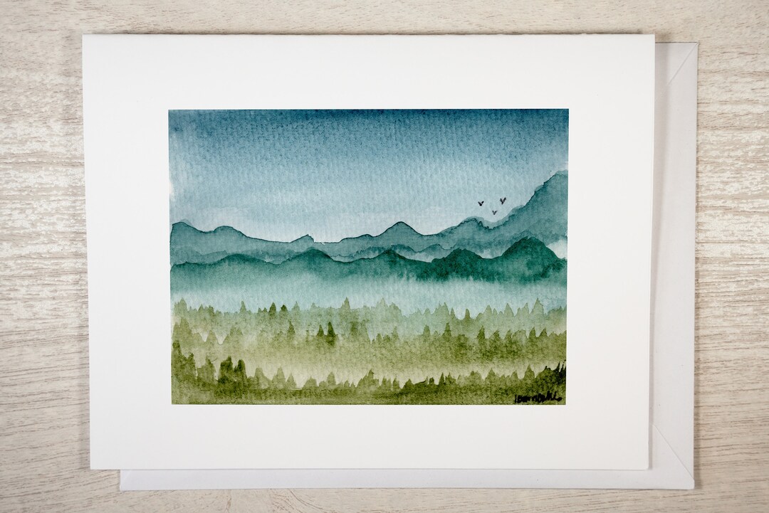 Watercolor Card Landscape Card Set of 6, Notecard Set With Envelope ...