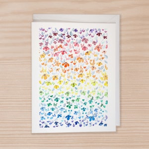 Carte aquarelle, fleurs arc-en-ciel, lot de 6 cartes, cartes fleurs avec enveloppes, carte de voeux aquarelle, cartes florales, botaniques