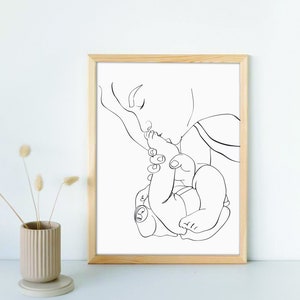 custom mommy and baby, mother&#39;s day gift, custom baby line art, custom nursery art, nursery wall art, welcome baby gift, custom mother&#39;s art