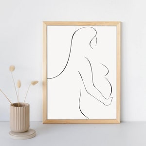 First time mom gift, new mom gift, baby shower gift, pregnancy line art, keepsake pregnancy belly art, expecting mommy, mommy-to-be gift