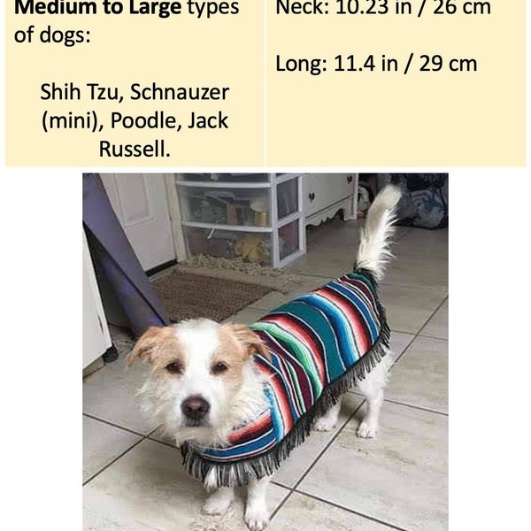 Mexican Dog Sarape, MEDIUM to LARGE dog size, Dog poncho, Boho dog clothes, Multicolour Dog Clothes, Dog cape.