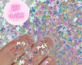 5g Bag of Iridescent Colour Shift AB Butterfly Nail Art Glitter Shapes RIYNAILS