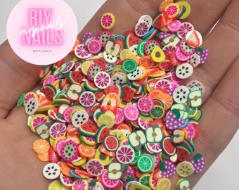 Nail Art Summer Neon Fruit Fimo Slices