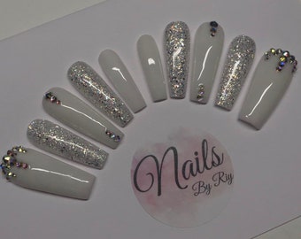 Sparkles Glitter Custom Press On Nails (available in any colour)
