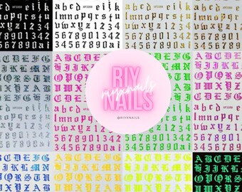 NEW Neon Letter/Number Nail Art Stickers RIY NAILS