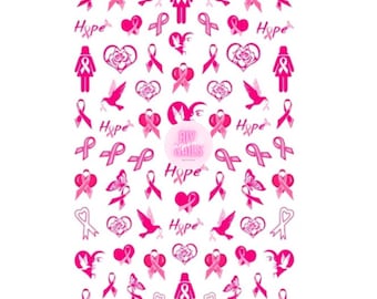 Breast Cancer Awareness Pink Nail Art Stickers RIYNAILS