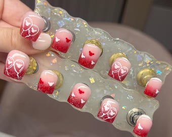 Red Glitter Magic Kingdom Mouse Movie Press On Nails RIYNAILS