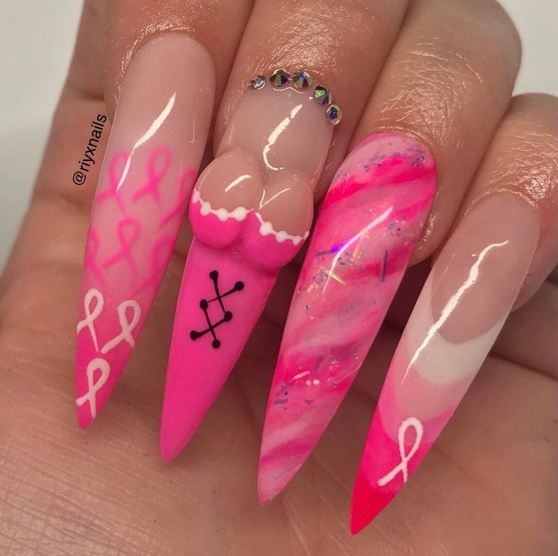 breast cancer nails designs