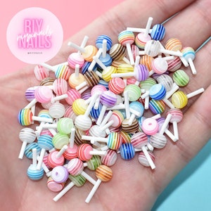yolai 50pcs 3d gummy candy nail charms colorful sugar gummie candy lollipop  cute kawaii 3d nail art charms for nail art designs diy crafting