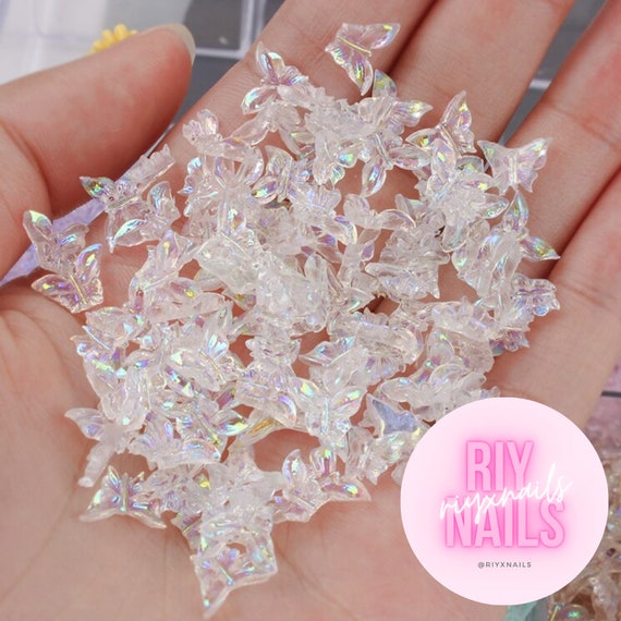 Polar Light Glasses Crystal Rhinestone Nail Charms Gems Flatback/ Mermaid  Sparkling Nail Art 50pcs 