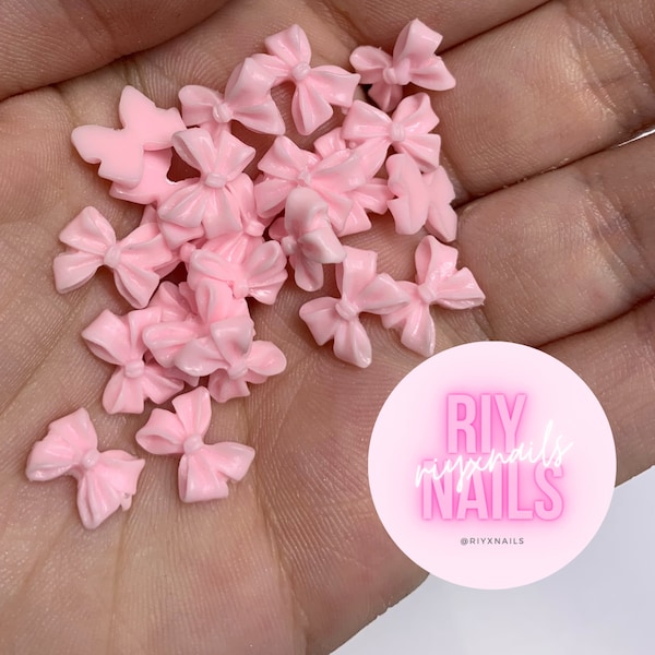 5pc Baby Pink Bow Nail Art Charms RIYNAILS