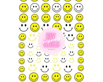 Cute Yellow Smiley Face Nail Art Stickers RIYNAILS