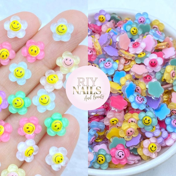 5pcs Neon and Pastel Cute Flower NailArt Charms RIYNAILS