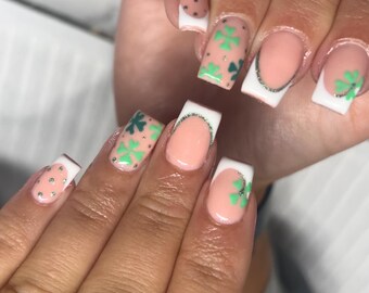 St Patrick’s Day Green Irish Clover Press On Nails RIYNAILS