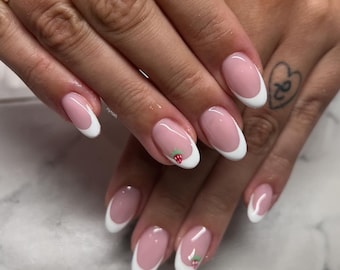 Strawberry French Tip Press On Nails RIYNAILS
