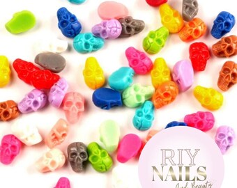 Mixed Neon Rainbow 3D Halloween Skull Nail Charms RIYNAILS