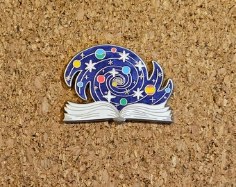 A Galaxy of Books Enamel Pin for Readers and Science Fiction Lovers