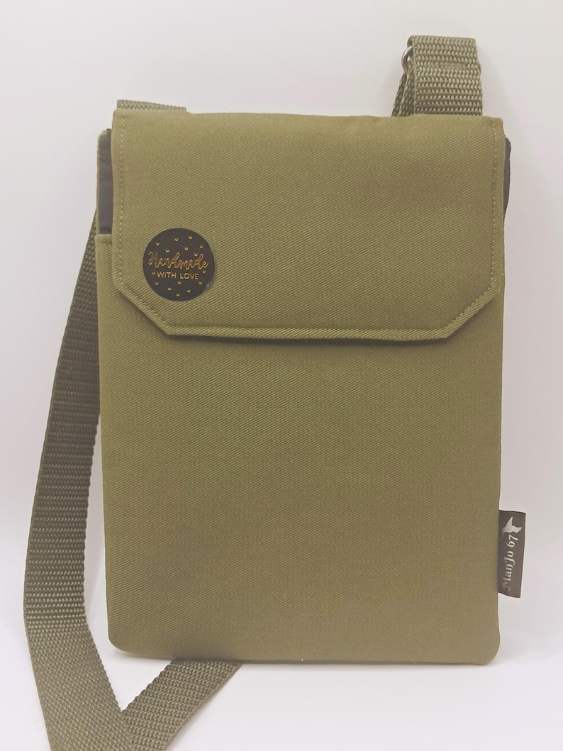 Handmade Man's Phone And Passport Bag With Adjustable Strap, 2 Pockets & Card Slot image 16