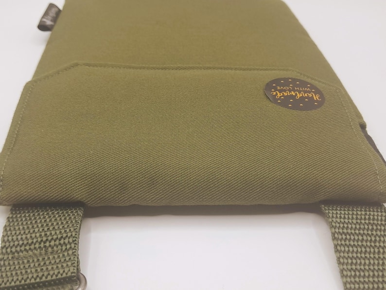 Handmade Man's Phone And Passport Bag With Adjustable Strap, 2 Pockets & Card Slot green slight crease
