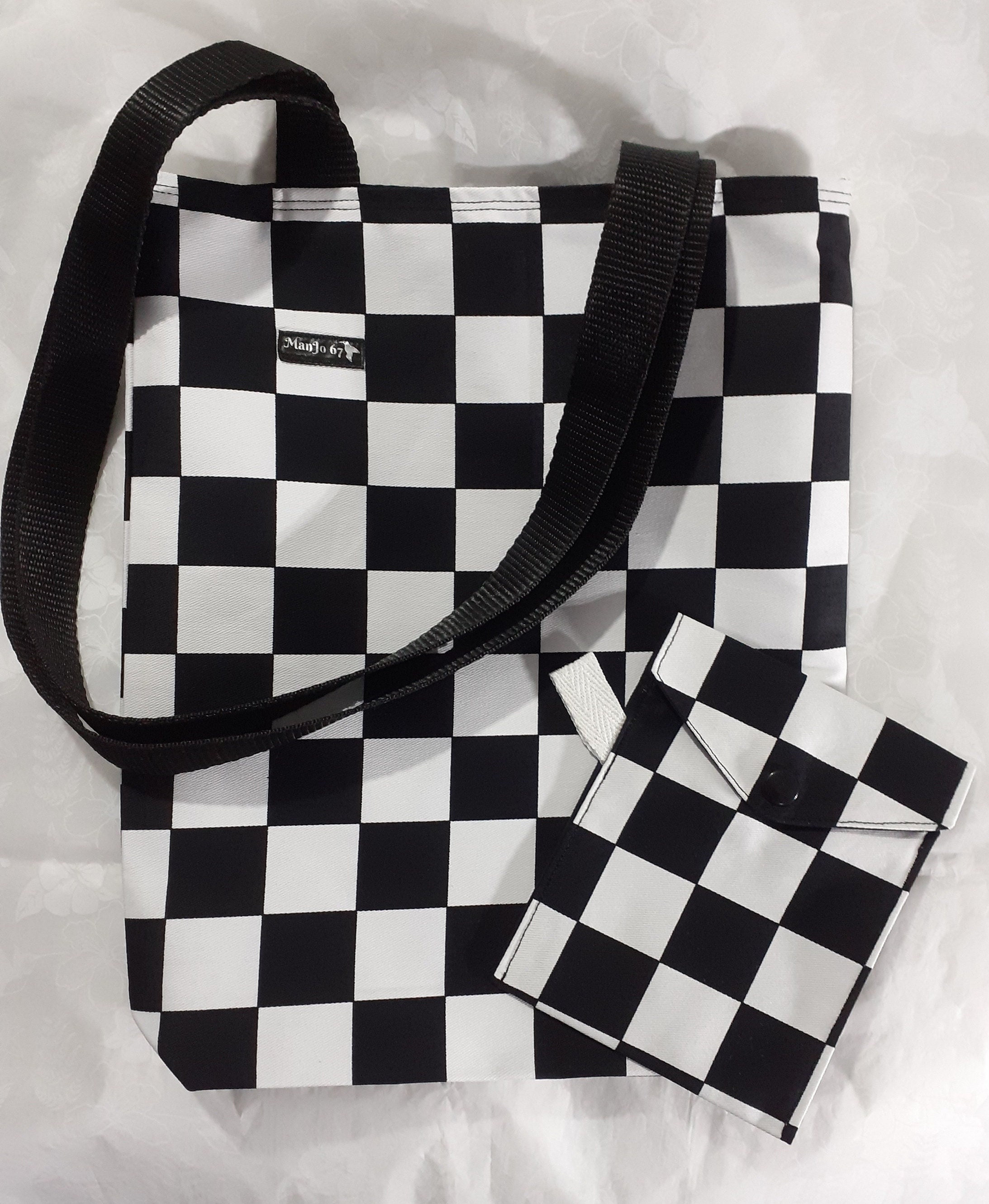 Checkered Tote with Pouch