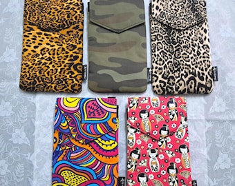 Handmade Fabric Crossbody Cell Phone Bag: Adjustable Travel Passport Holder