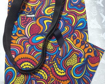 Funky Cotton Tote Bag: Handmade Lined Shoulder Bag with Optional Pouch