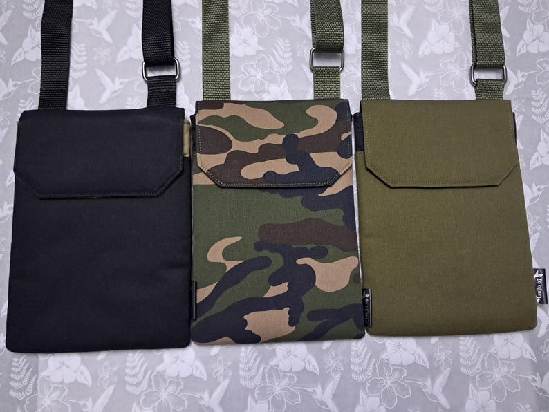 Handmade Man's Phone And Passport Bag With Adjustable Strap, 2 Pockets & Card Slot image 9
