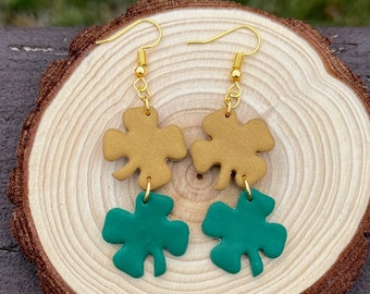 Shamrock Clay Earrings/ St Patricks Day Earrings