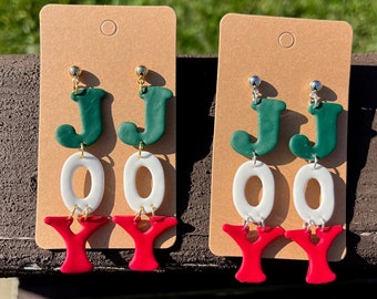 Joy Christmas Earrings/ Christmas Clay Earrings