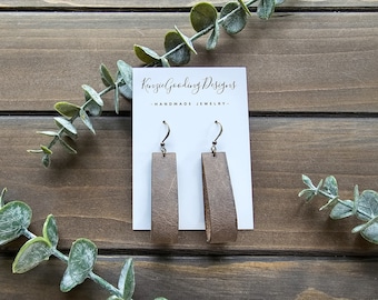 Gray Leather Loop Earrings