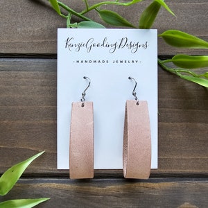 Pale Pink Leather Loop Earrings