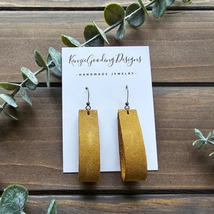 Yellow Leather Loop Earrings