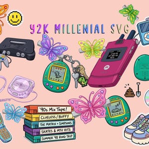 Y2K Millenial SVG Digital Download Clip Art Stickers for Planners, Junk Journals, Sublimation, & More
